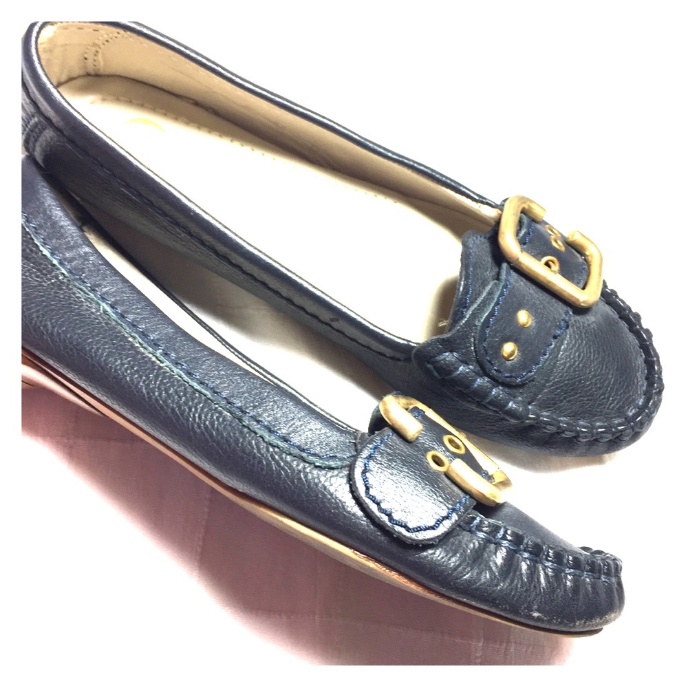 Bata navy leather flats 39 8